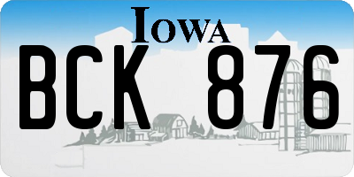 IA license plate BCK876
