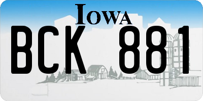 IA license plate BCK881