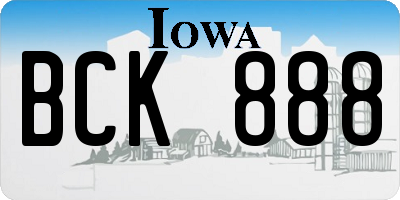 IA license plate BCK888