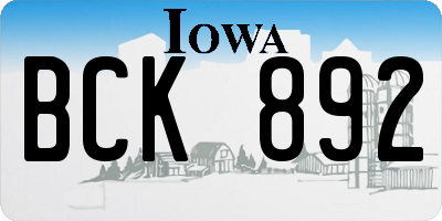 IA license plate BCK892