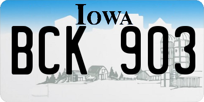 IA license plate BCK903