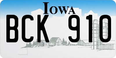 IA license plate BCK910