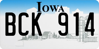 IA license plate BCK914