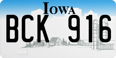 IA license plate BCK916