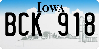 IA license plate BCK918
