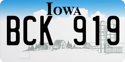 IA license plate BCK919