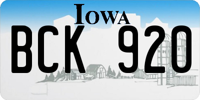 IA license plate BCK920