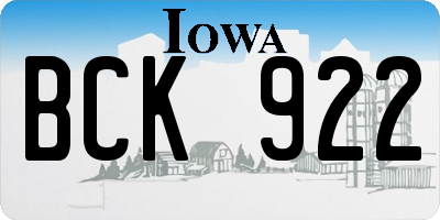 IA license plate BCK922