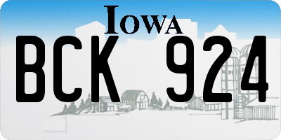 IA license plate BCK924