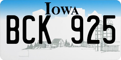 IA license plate BCK925
