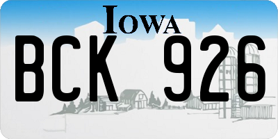 IA license plate BCK926