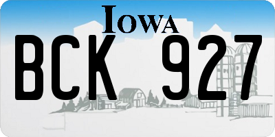 IA license plate BCK927