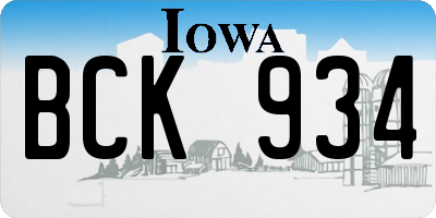 IA license plate BCK934