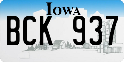 IA license plate BCK937