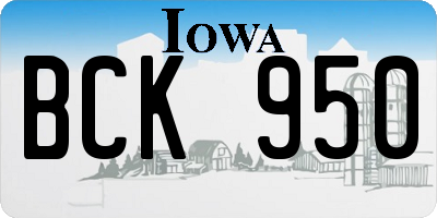 IA license plate BCK950