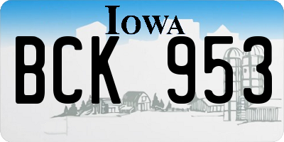 IA license plate BCK953
