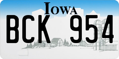 IA license plate BCK954