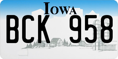 IA license plate BCK958