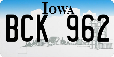 IA license plate BCK962