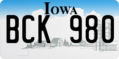IA license plate BCK980