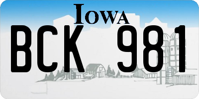 IA license plate BCK981