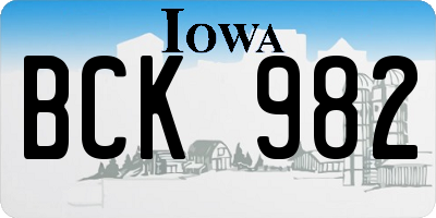 IA license plate BCK982