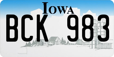IA license plate BCK983