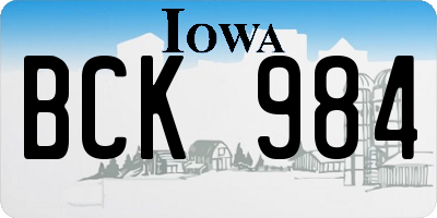 IA license plate BCK984