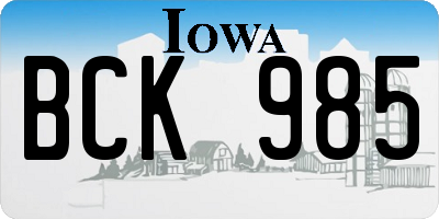 IA license plate BCK985