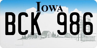 IA license plate BCK986