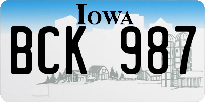 IA license plate BCK987