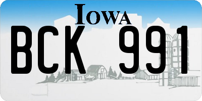 IA license plate BCK991