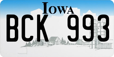 IA license plate BCK993