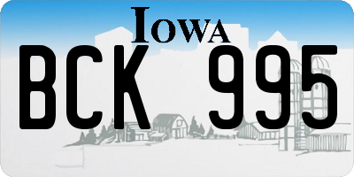 IA license plate BCK995