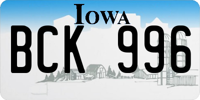 IA license plate BCK996