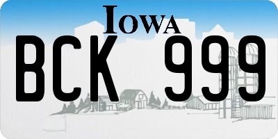 IA license plate BCK999