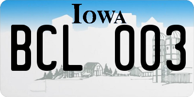 IA license plate BCL003