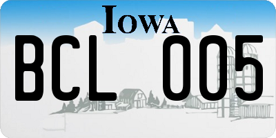 IA license plate BCL005