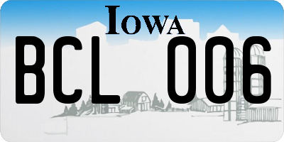 IA license plate BCL006