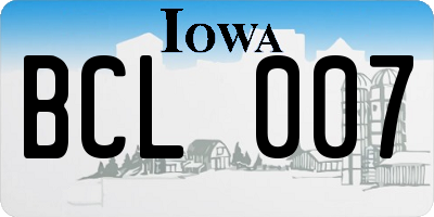 IA license plate BCL007