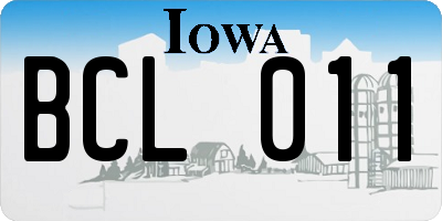 IA license plate BCL011