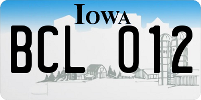 IA license plate BCL012