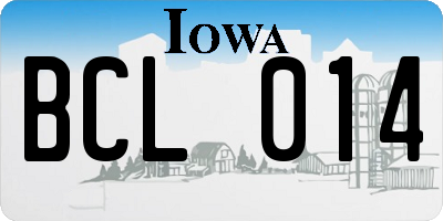 IA license plate BCL014