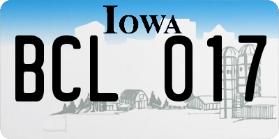 IA license plate BCL017