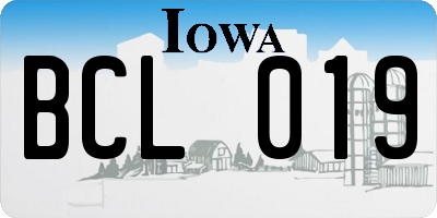IA license plate BCL019