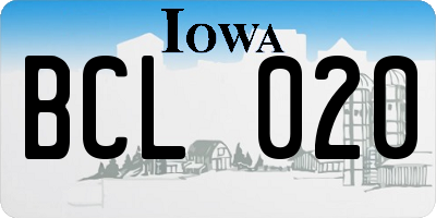 IA license plate BCL020