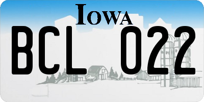 IA license plate BCL022