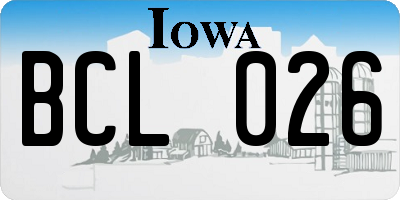 IA license plate BCL026
