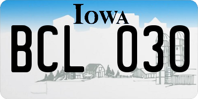 IA license plate BCL030