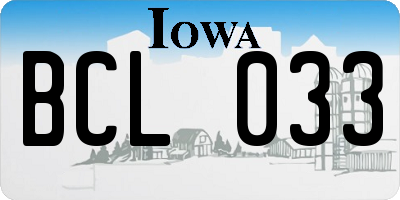 IA license plate BCL033